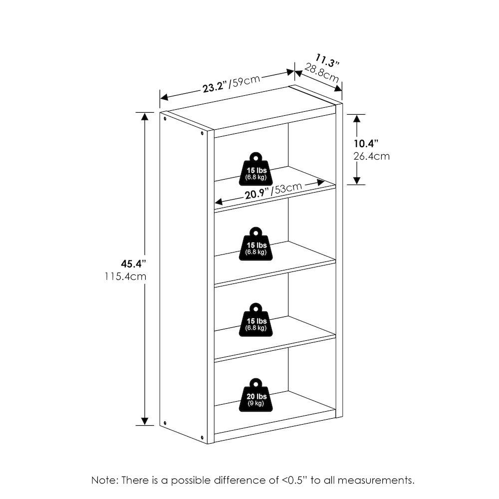 Viola 4-Tier Open Shelf Bookcase, Bookshelf, Dark Oak. Picture 3