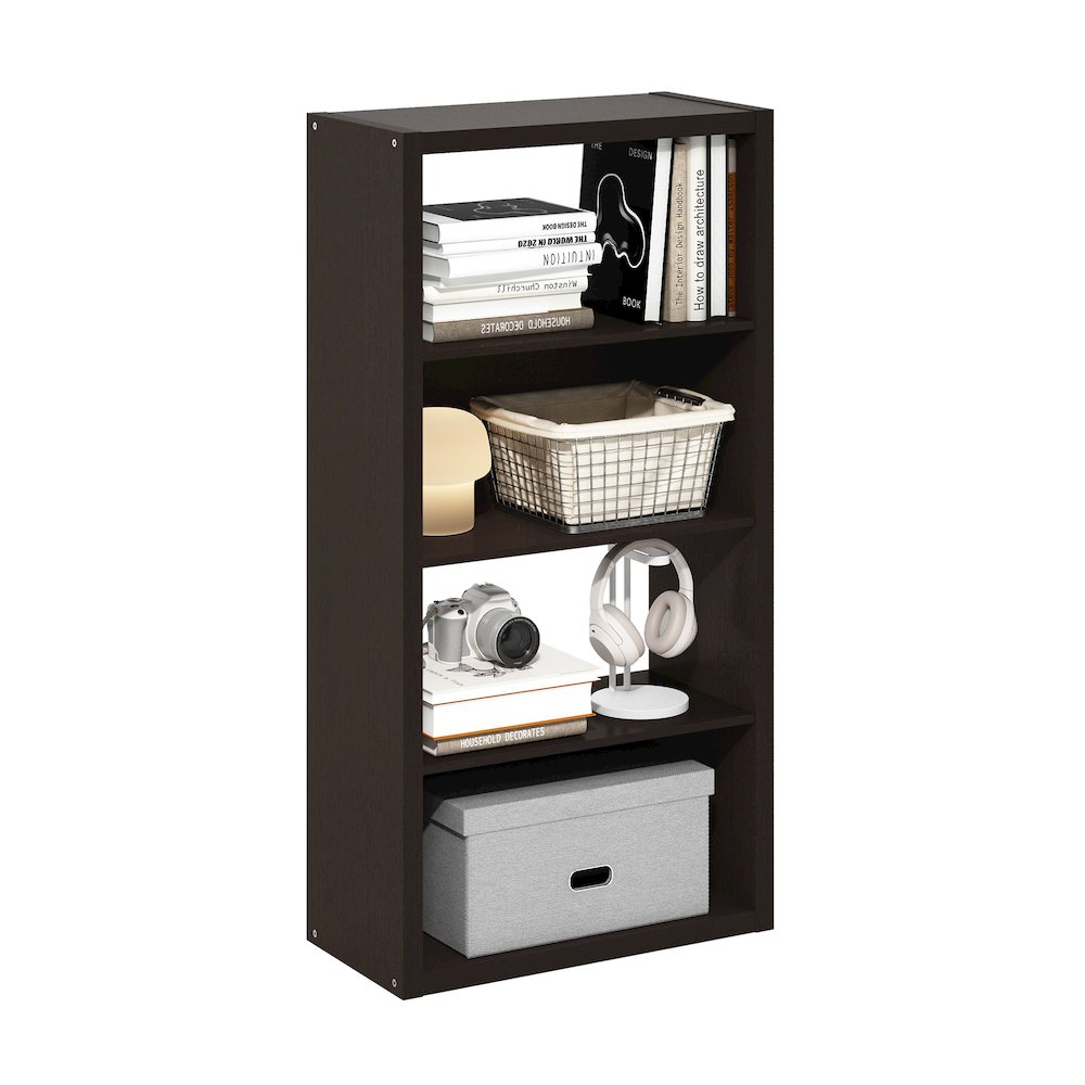 Viola 4-Tier Open Shelf Bookcase, Bookshelf, Dark Oak. Picture 5