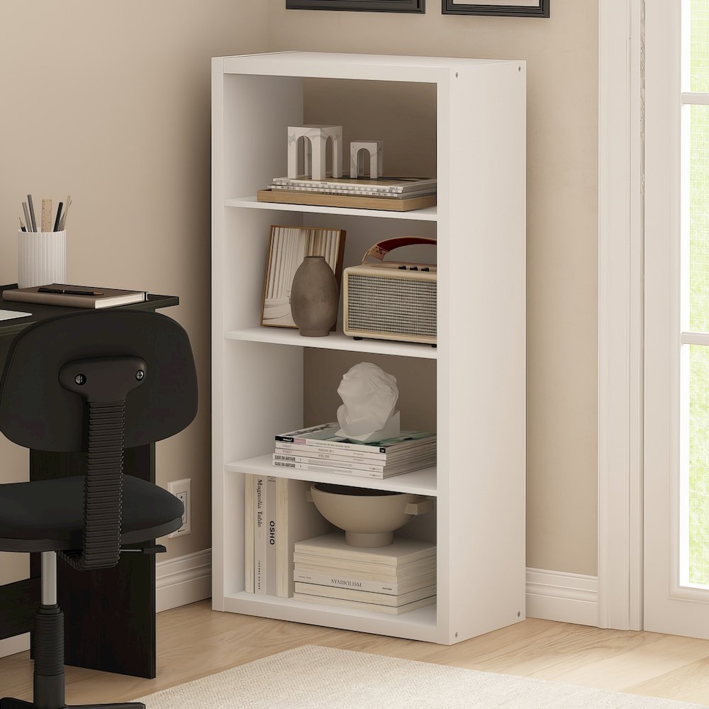 Viola 4-Tier Open Shelf Bookcase, Bookshelf, White. Picture 2