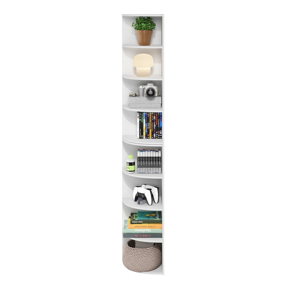 Econ 8-Tier Corner Shelf Bookcase, Bookshelf, White. Picture 6