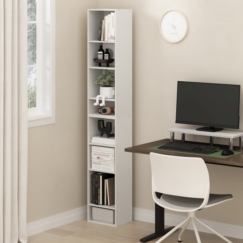 Pasir 8-Tier Open Shelf Bookcase, White. Picture 2