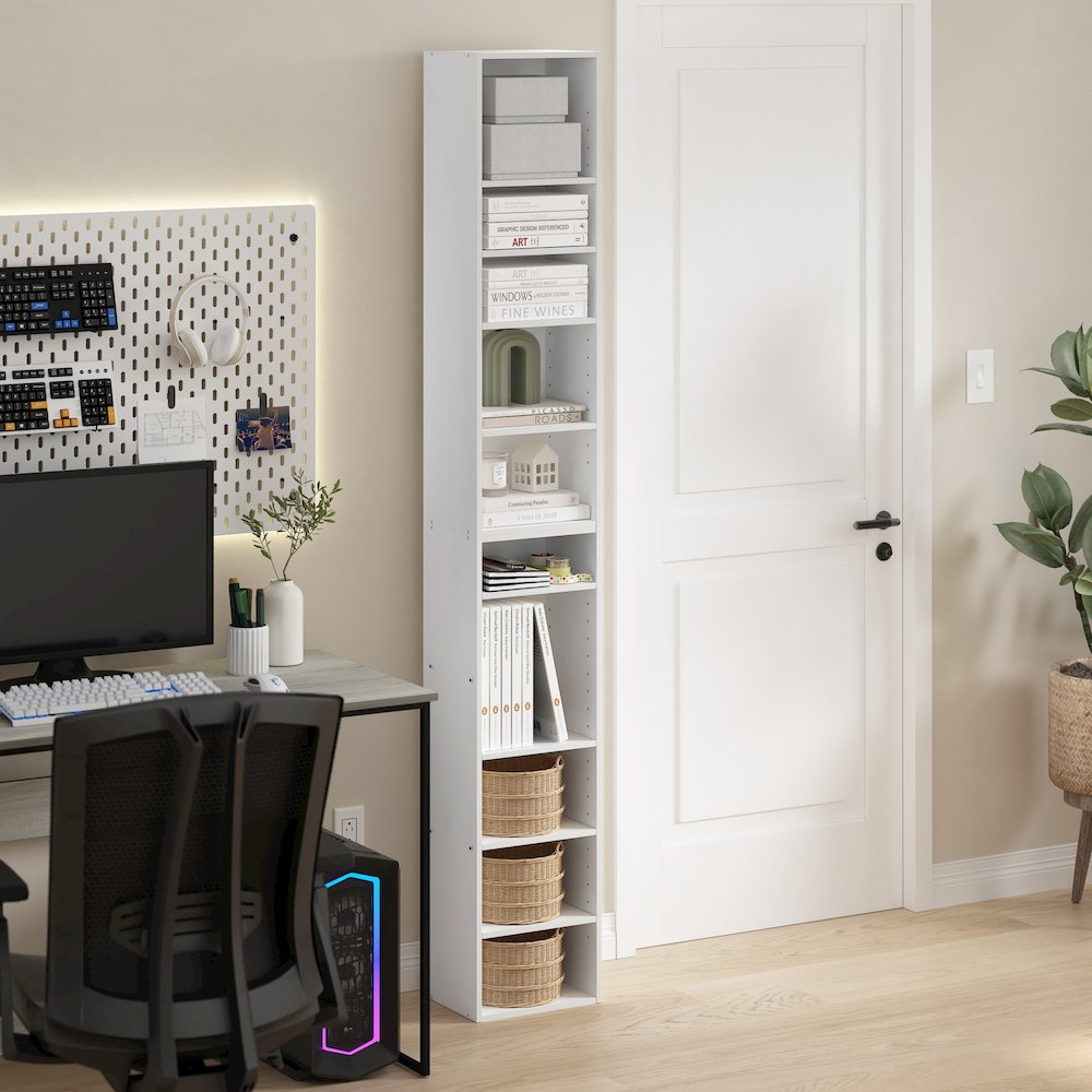 Pasir 10-Tier Open Shelf Bookcase, White. Picture 2