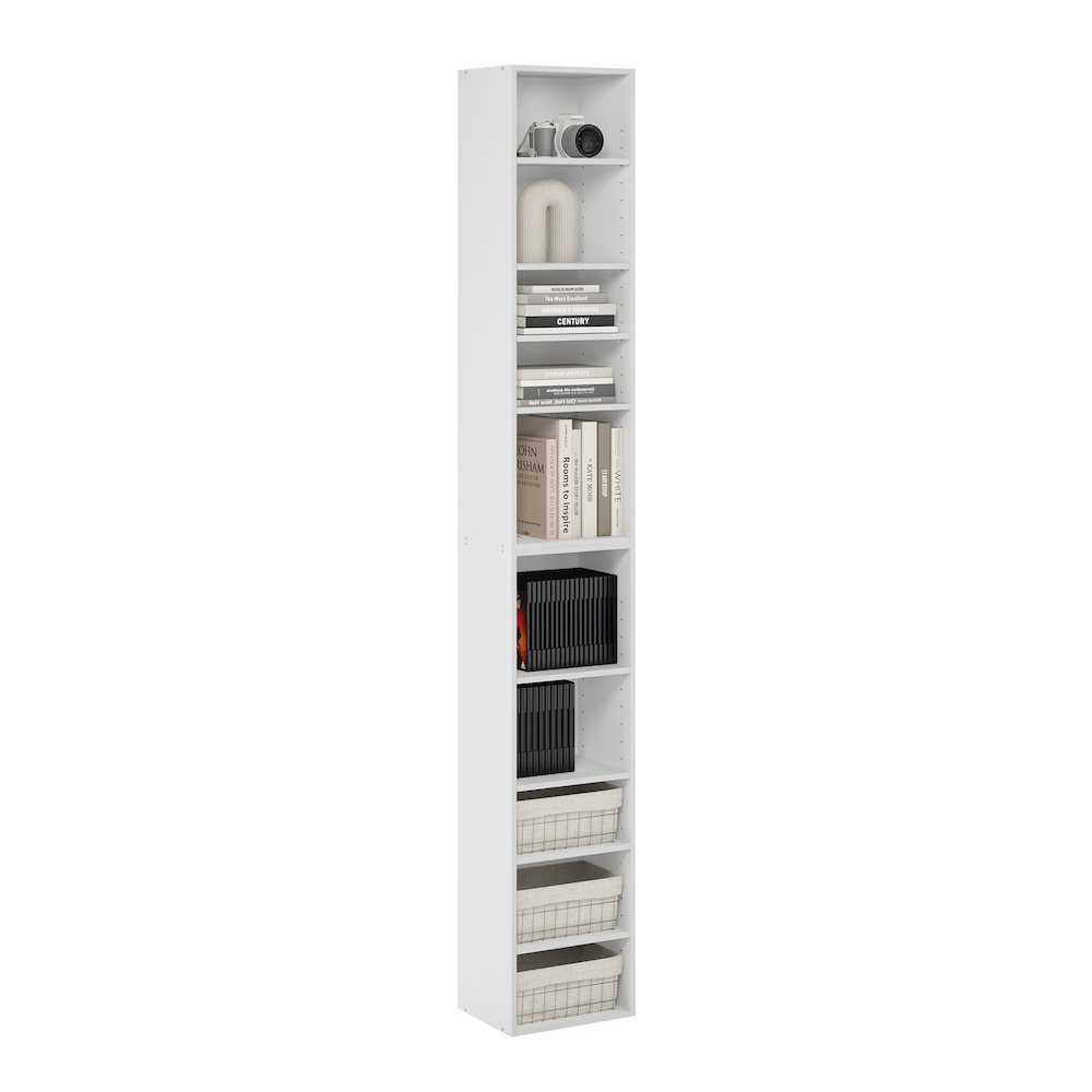 Pasir 10-Tier Open Shelf Bookcase, White. Picture 5