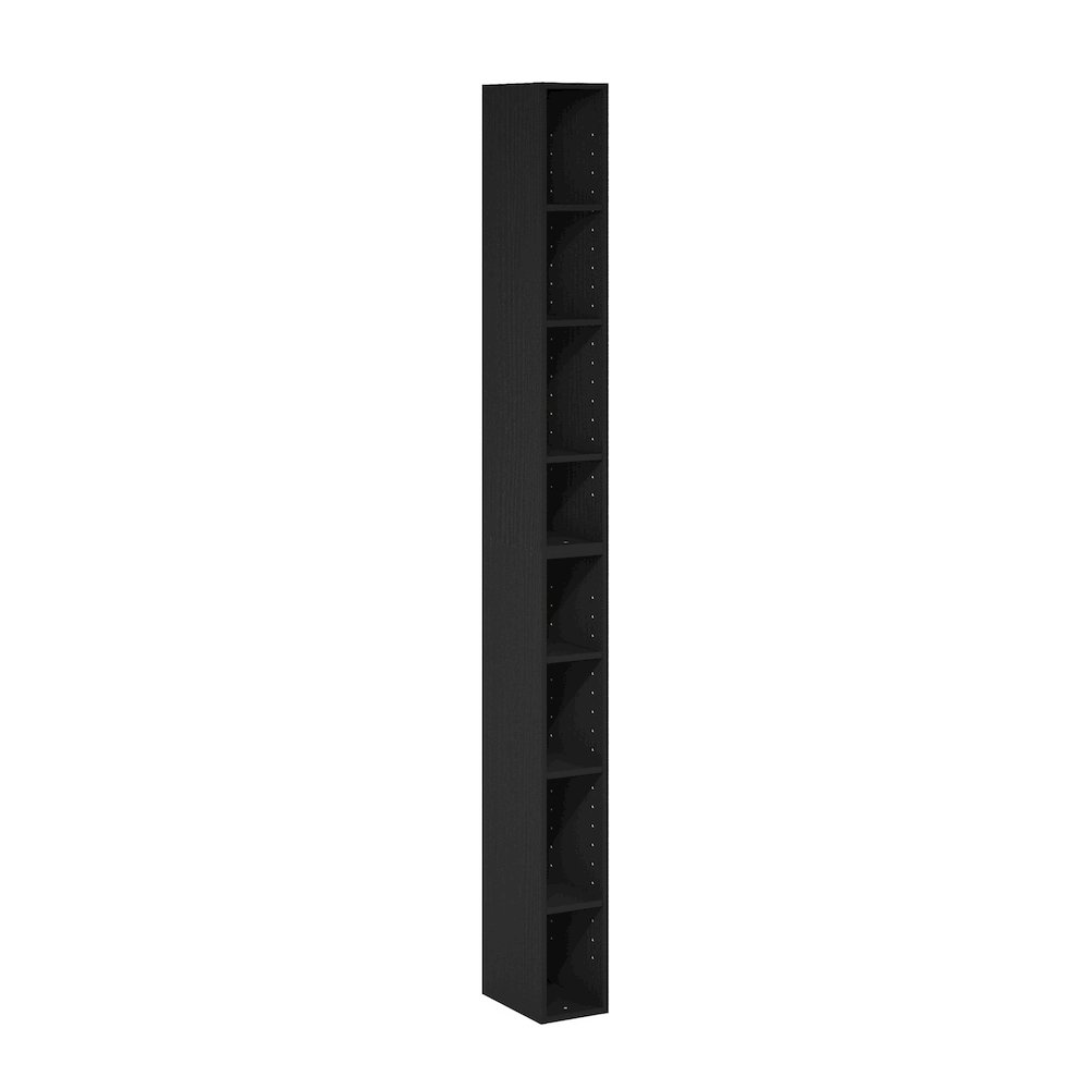 Fulda 8-Tier Space Saving Storage Shelf Bookcase, 6-Inch Width, Blackwood. Picture 1