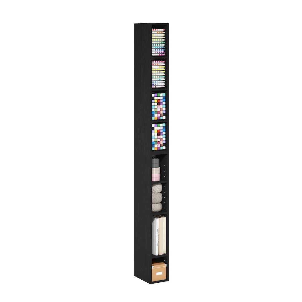 Fulda 8-Tier Space Saving Storage Shelf Bookcase, 6-Inch Width, Blackwood. Picture 5