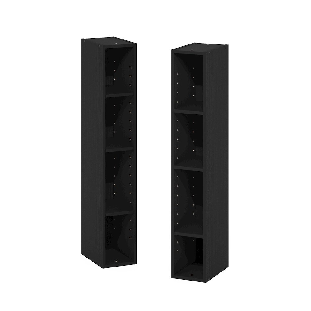 Fulda 8-Tier Space Saving Storage Shelf Bookcase, 6-Inch Width, Blackwood. Picture 7