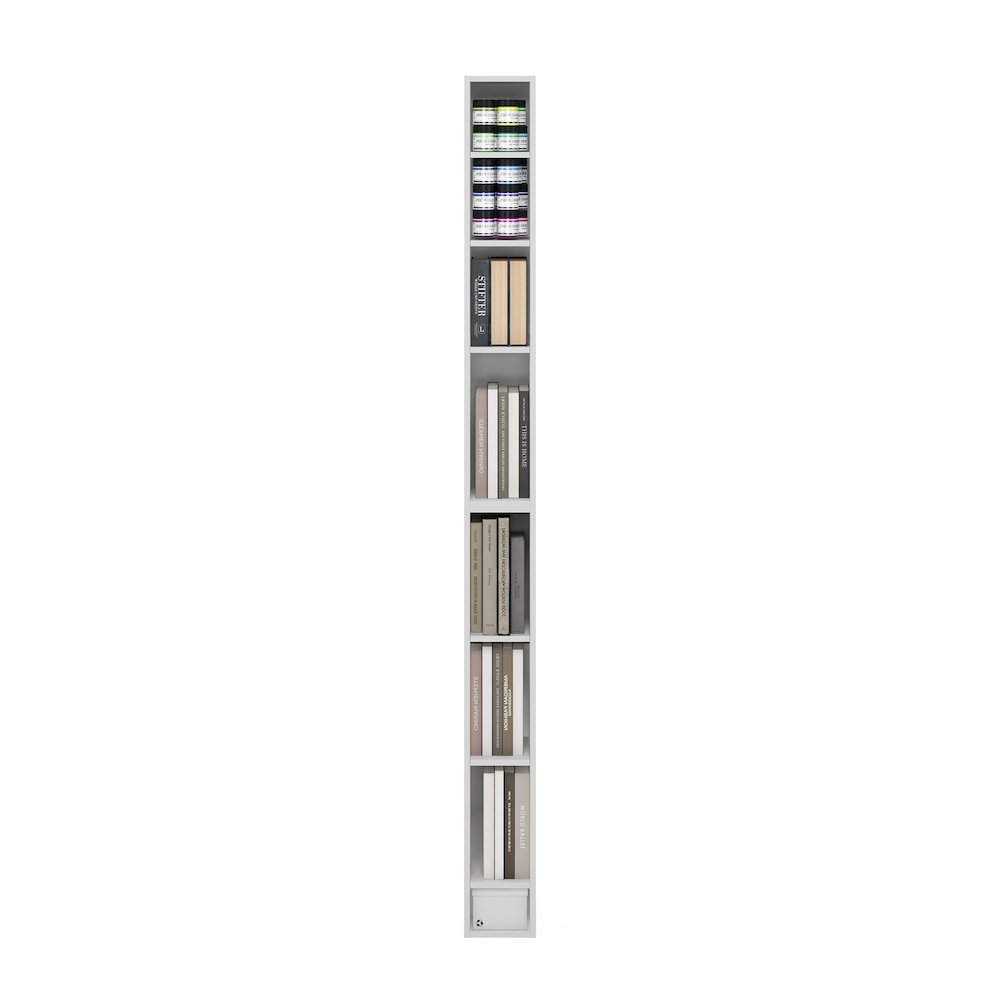 Fulda 8-Tier Space Saving Storage Shelf Bookcase, 6-Inch Width, White. Picture 6