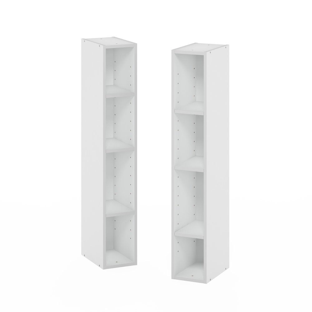 Fulda 8-Tier Space Saving Storage Shelf Bookcase, 6-Inch Width, White. Picture 7
