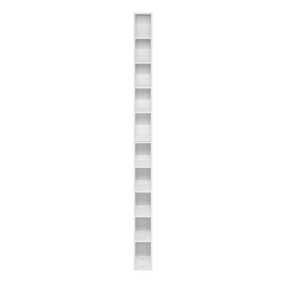 Fulda 10-Tier Space Saving Storage Shelf Bookcase, 6-Inch Width, White. Picture 4