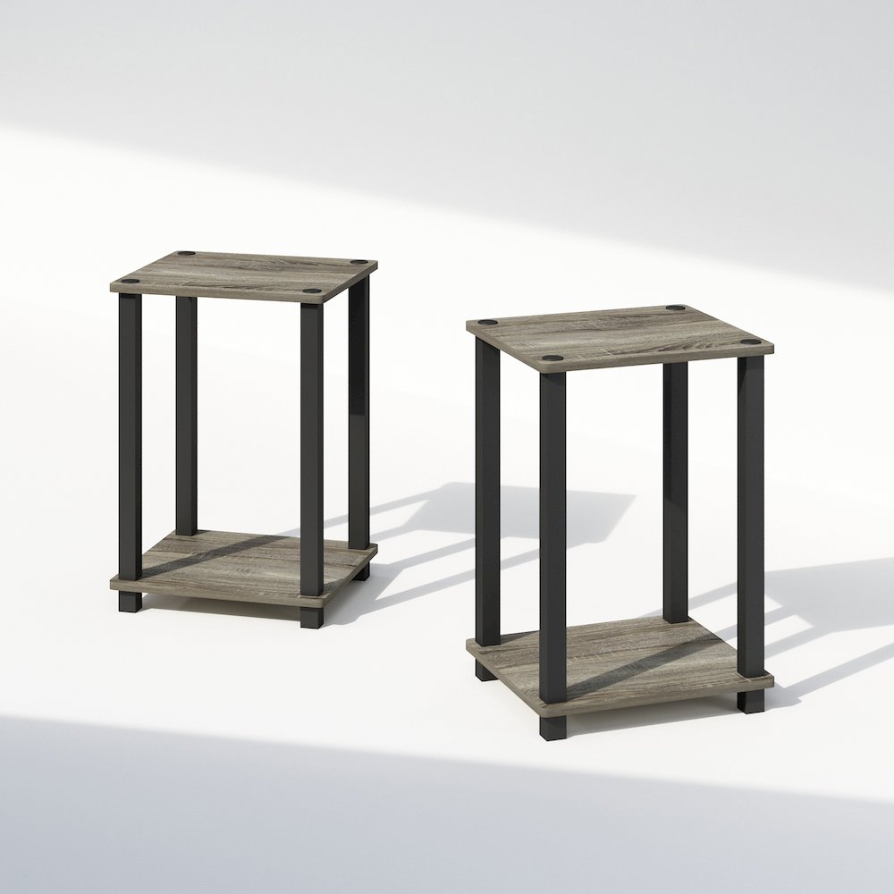 Simplistic Compact Bedside Table, Nightstand, French Oak/Black, Set of 2. Picture 3