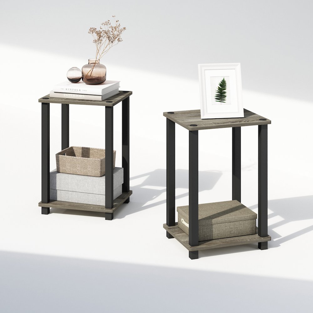 Simplistic Compact Bedside Table, Nightstand, French Oak/Black, Set of 2. Picture 5