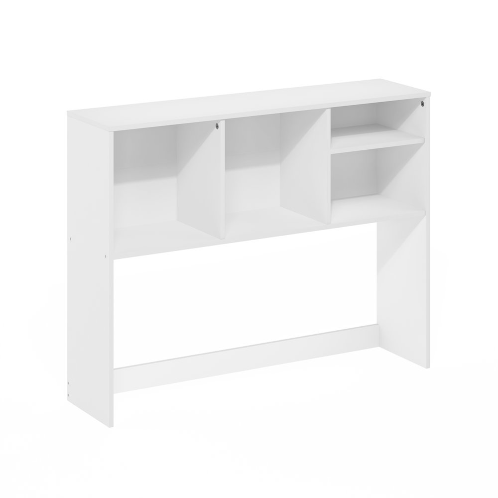 Classic Desktop Bookshelf Storage Hutch, Desk Organizer with 4 Shelves, White. Picture 1