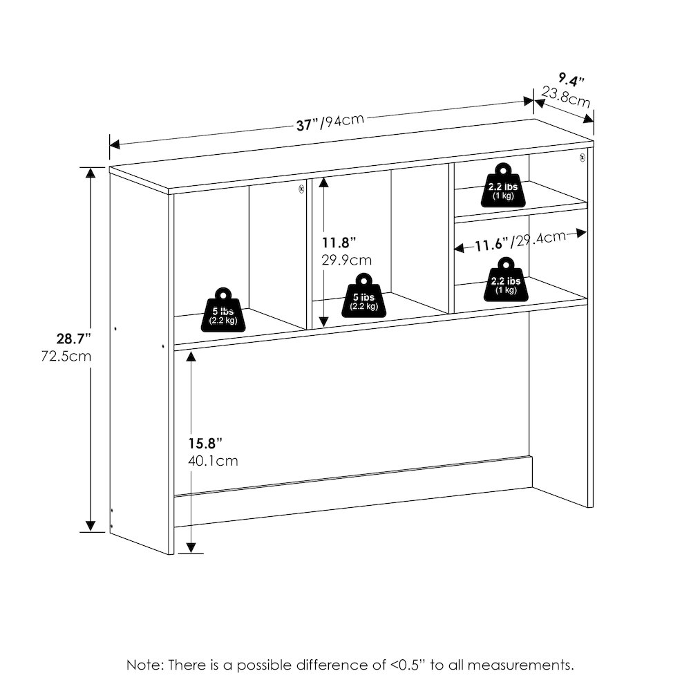 Classic Desktop Bookshelf Storage Hutch, Desk Organizer with 4 Shelves, White. Picture 3