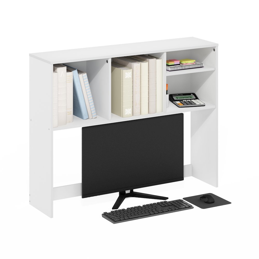 Classic Desktop Bookshelf Storage Hutch, Desk Organizer with 4 Shelves, White. Picture 5