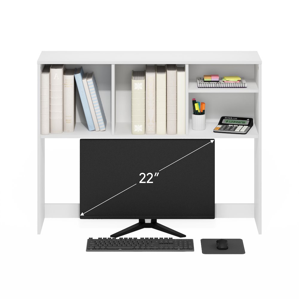 Classic Desktop Bookshelf Storage Hutch, Desk Organizer with 4 Shelves, White. Picture 6