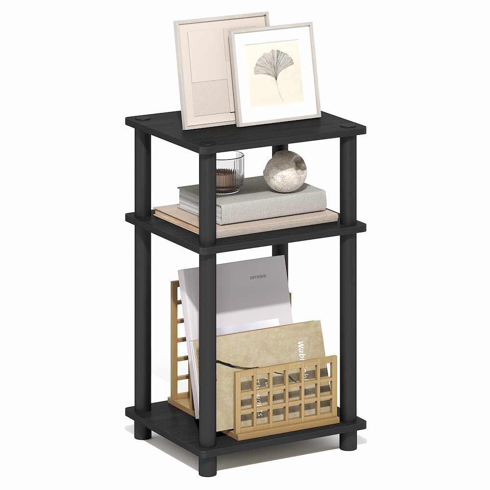 Side Table, 3-Tier End Table, Night Stand, Bedside Table, Dark Americano. Picture 3