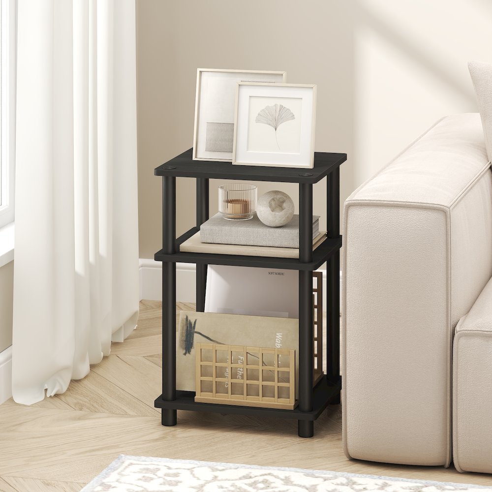 Side Table, 3-Tier End Table, Night Stand, Bedside Table, Dark Americano. Picture 5