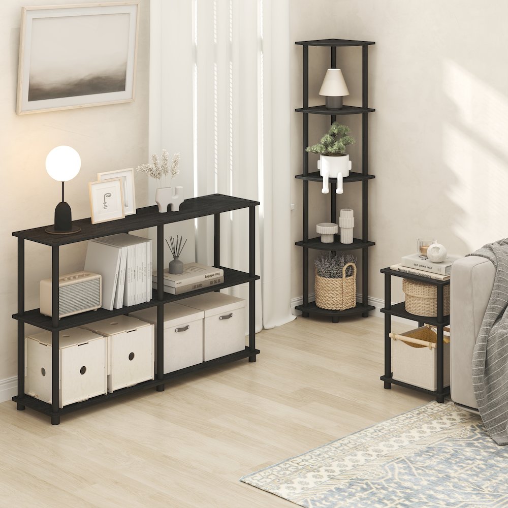 Side Table, 3-Tier End Table, Night Stand, Bedside Table, Dark Americano. Picture 6