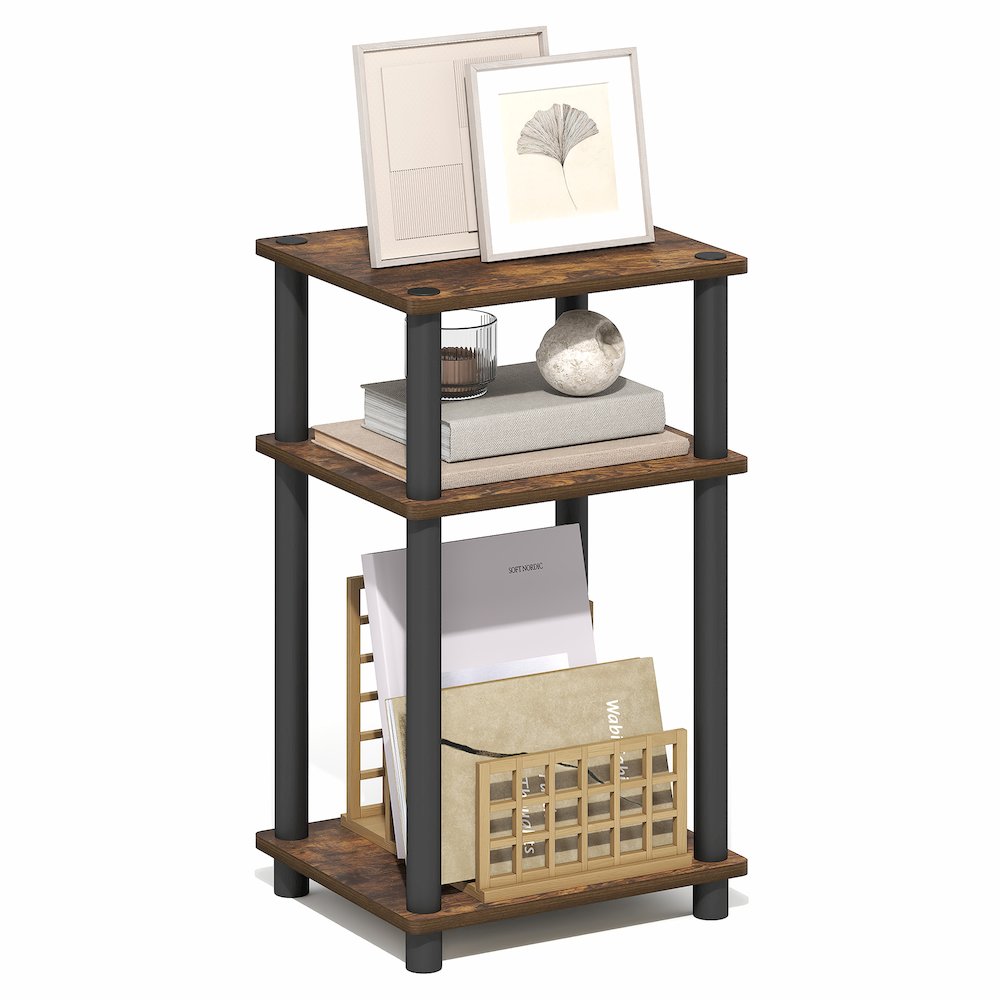 Side Table, 3-Tier End Table, Night Stand, Bedside Table, Amber Oak. Picture 3