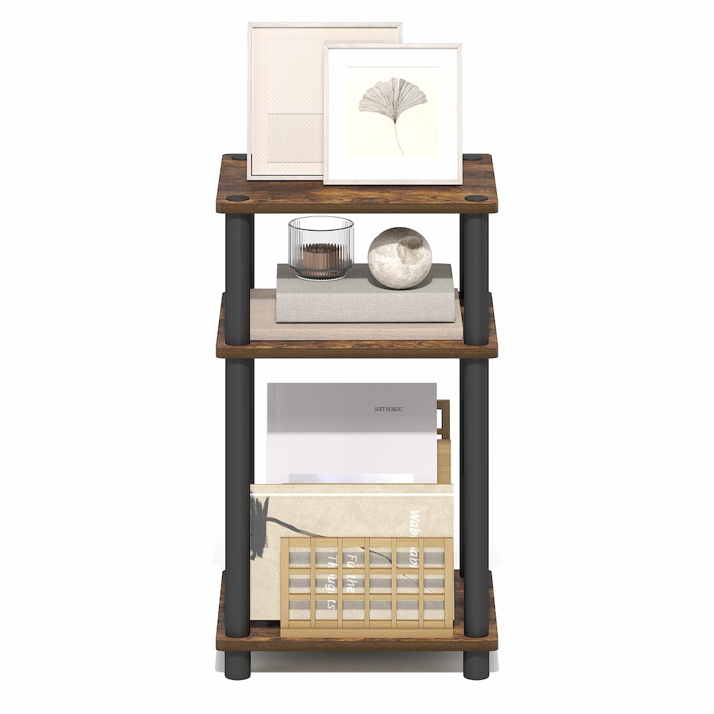 Side Table, 3-Tier End Table, Night Stand, Bedside Table, Amber Oak. Picture 4