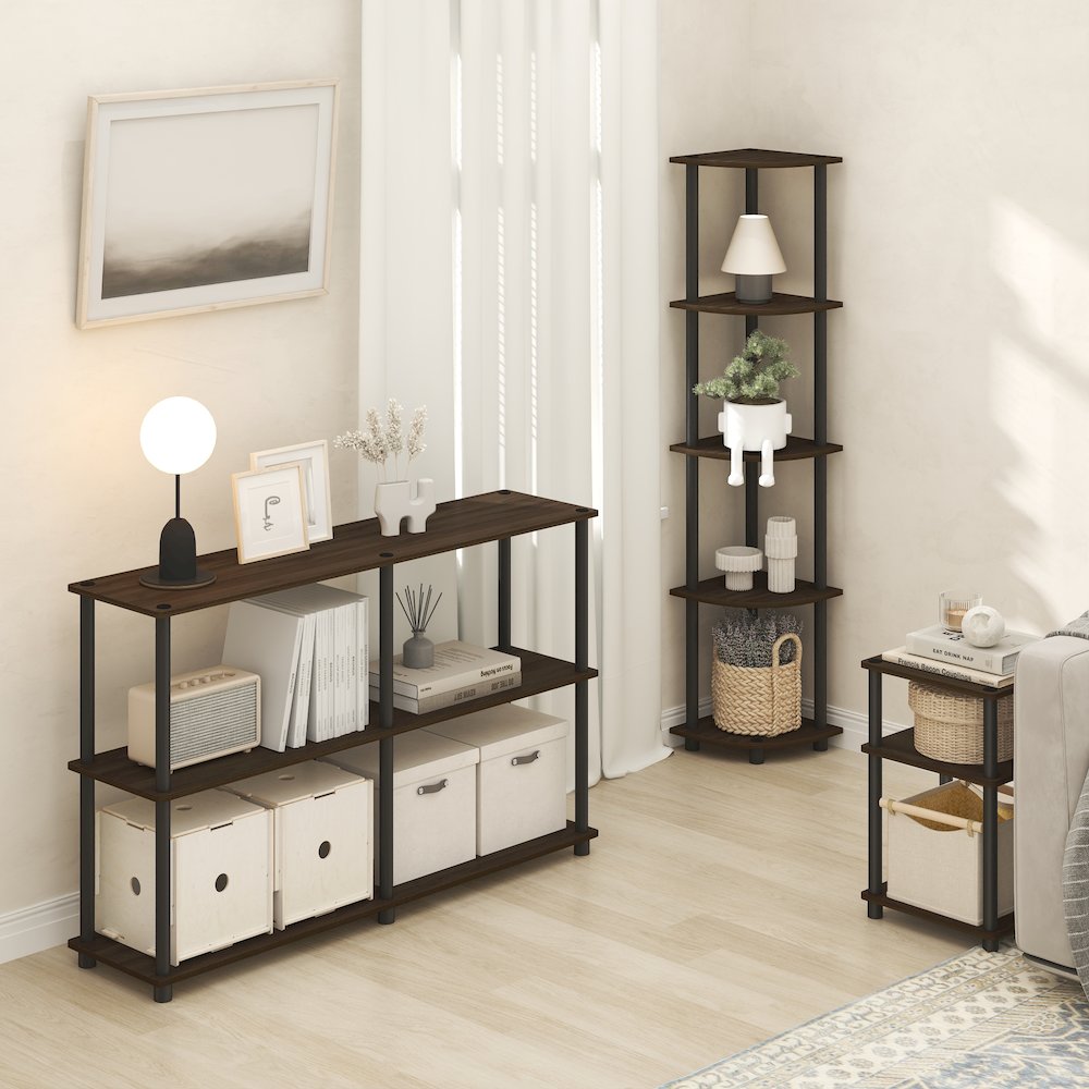 Side Table, 3-Tier End Table, Night Stand, Bedside Table, Brown Walnut. Picture 6