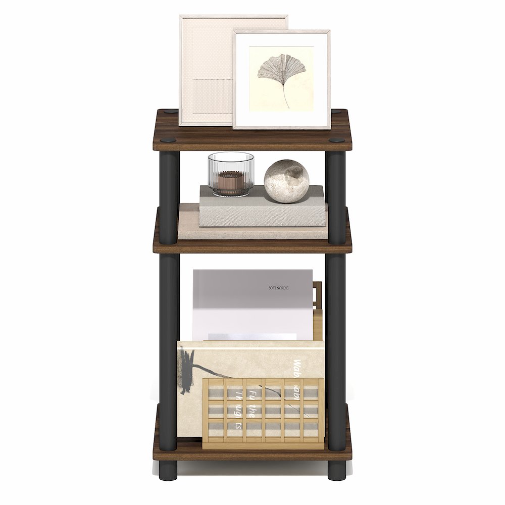 Side Table, 3-Tier End Table, Night Stand, Bedside Table, Brown Walnut. Picture 4