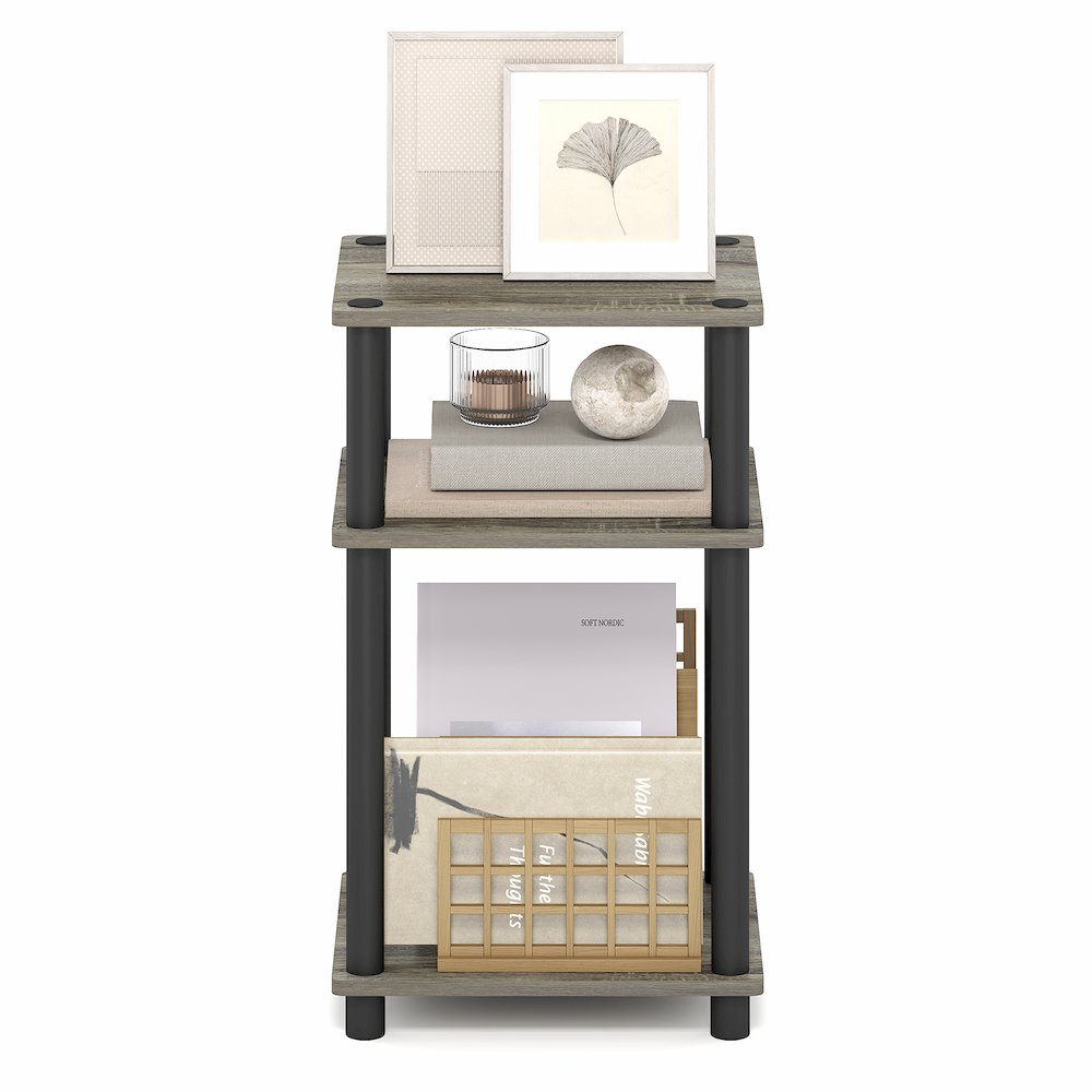 Side Table, 3-Tier End Table, Night Stand, Bedside Table, Grey Oak. Picture 4