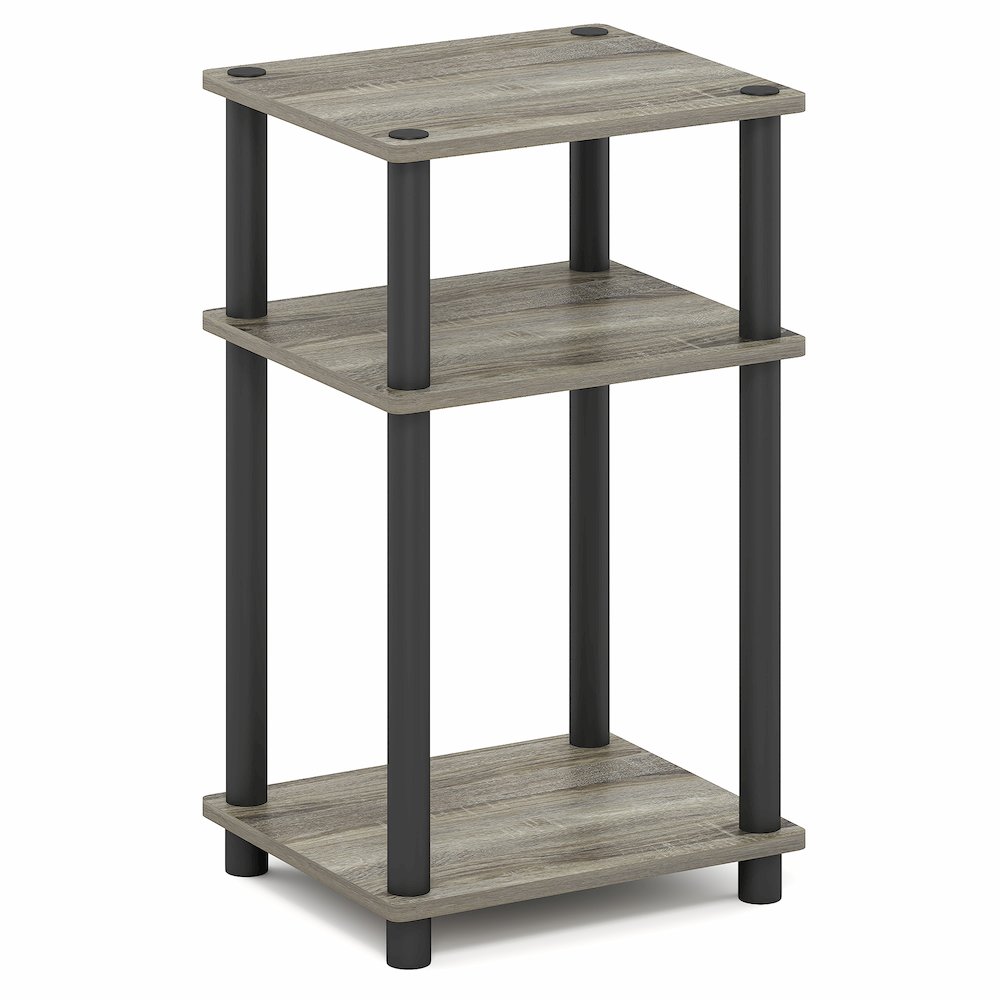 Side Table, 3-Tier End Table, Night Stand, Bedside Table, Grey Oak. Picture 1
