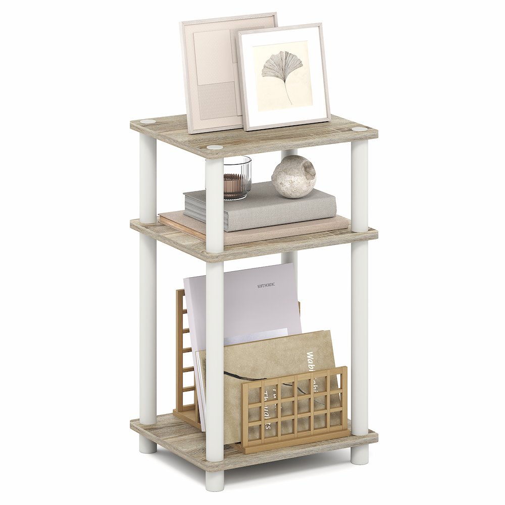 Side Table, 3-Tier End Table, Night Stand, Bedside Table, Light Oak. Picture 3