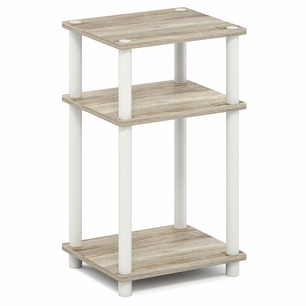 Side Table, 3-Tier End Table, Night Stand, Bedside Table, Light Oak. Picture 1