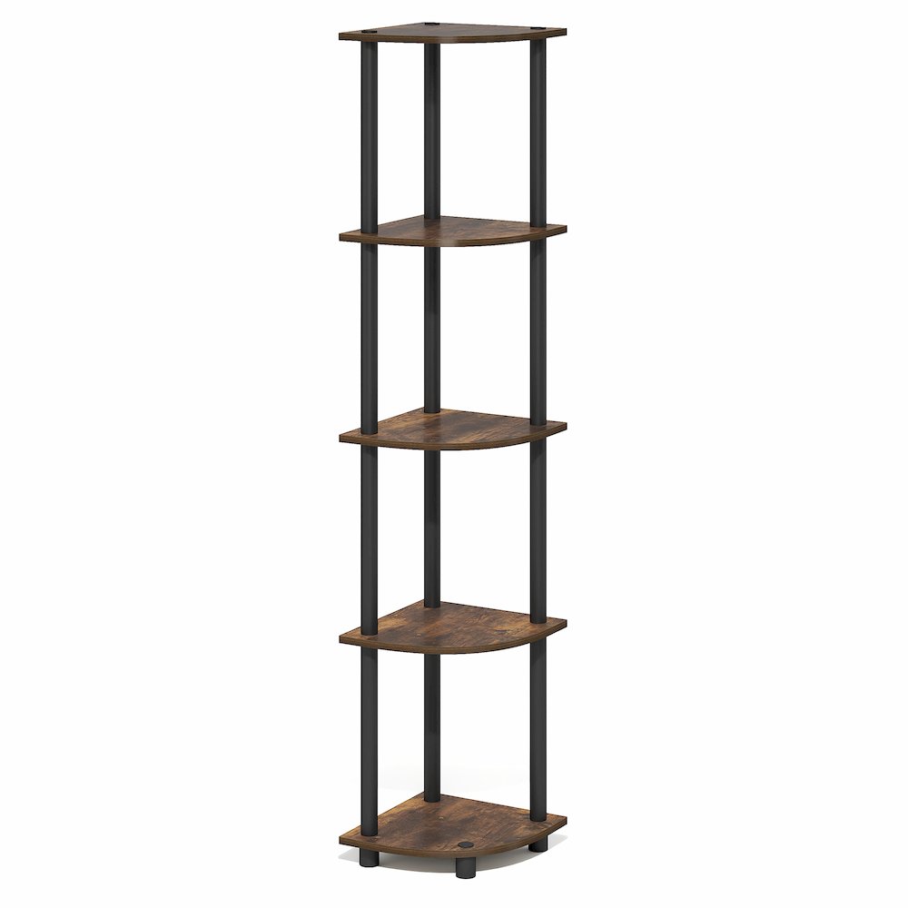 5 Tier Corner Shelf, Corner Bookshelf, Display Shelf Amber Oak. Picture 2