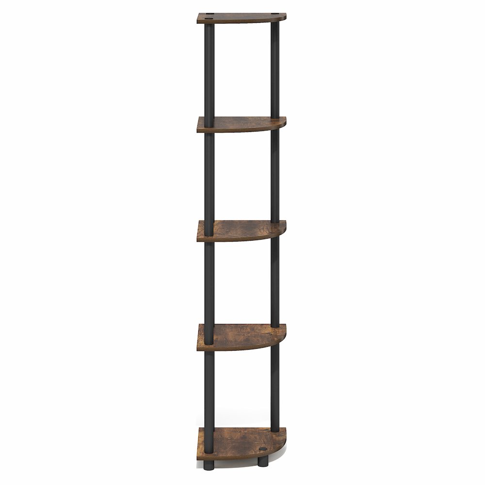5 Tier Corner Shelf, Corner Bookshelf, Display Shelf Amber Oak. Picture 1