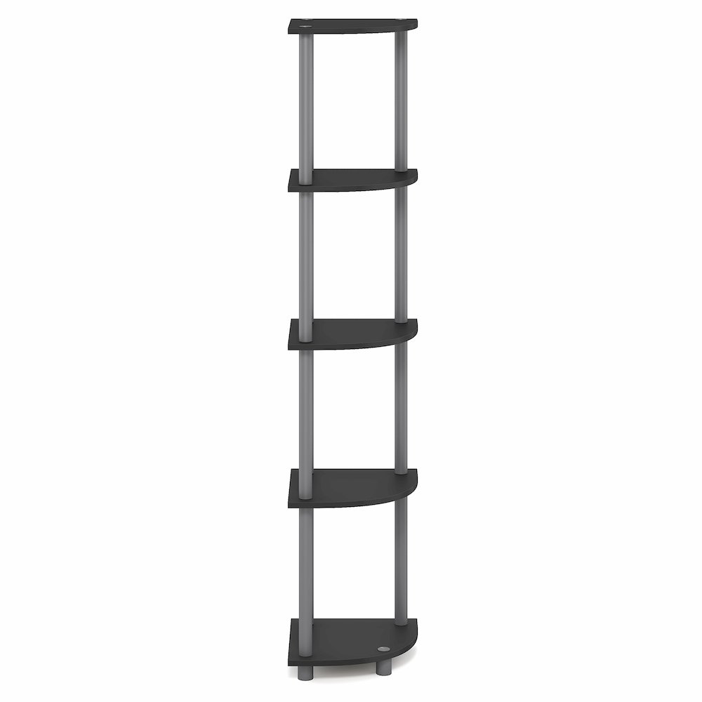 5 Tier Corner Shelf, Corner Bookshelf, Display Shelf Plain Black. Picture 2