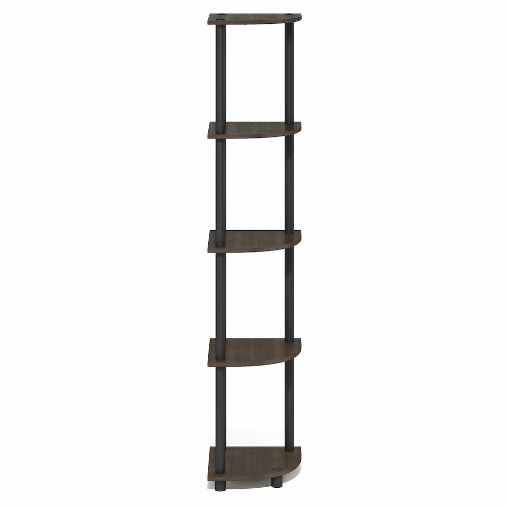 5 Tier Corner Shelf, Corner Bookshelf, Display Shelf Brown Grain. Picture 2