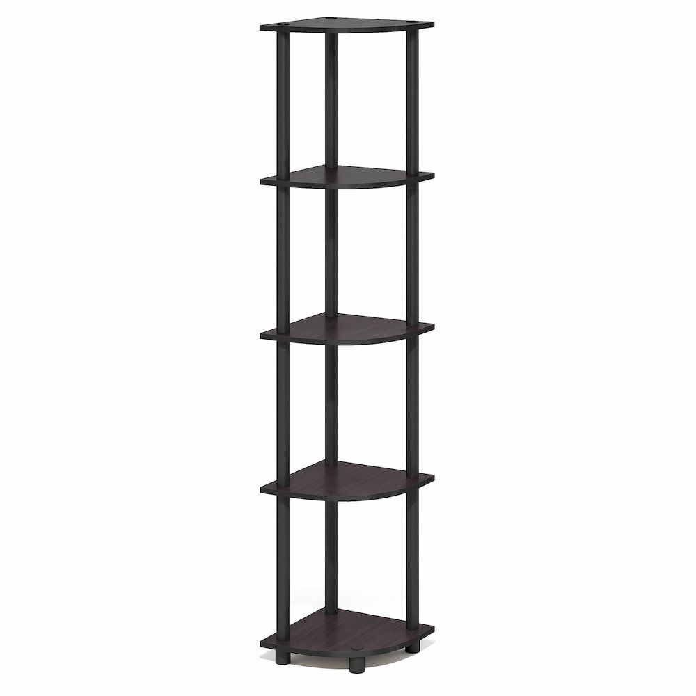5 Tier Corner Shelf, Corner Bookshelf, Display Shelf Dark Mocha. Picture 1