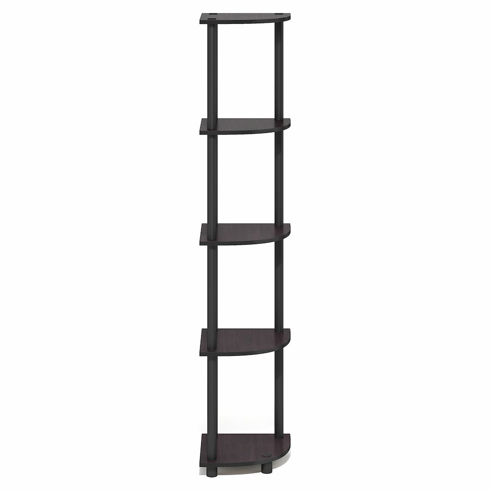 5 Tier Corner Shelf, Corner Bookshelf, Display Shelf Dark Mocha. Picture 2