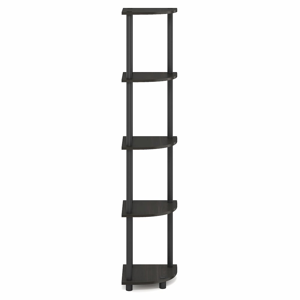 5 Tier Corner Shelf, Corner Bookshelf, Display Shelf Black Espresso. Picture 2