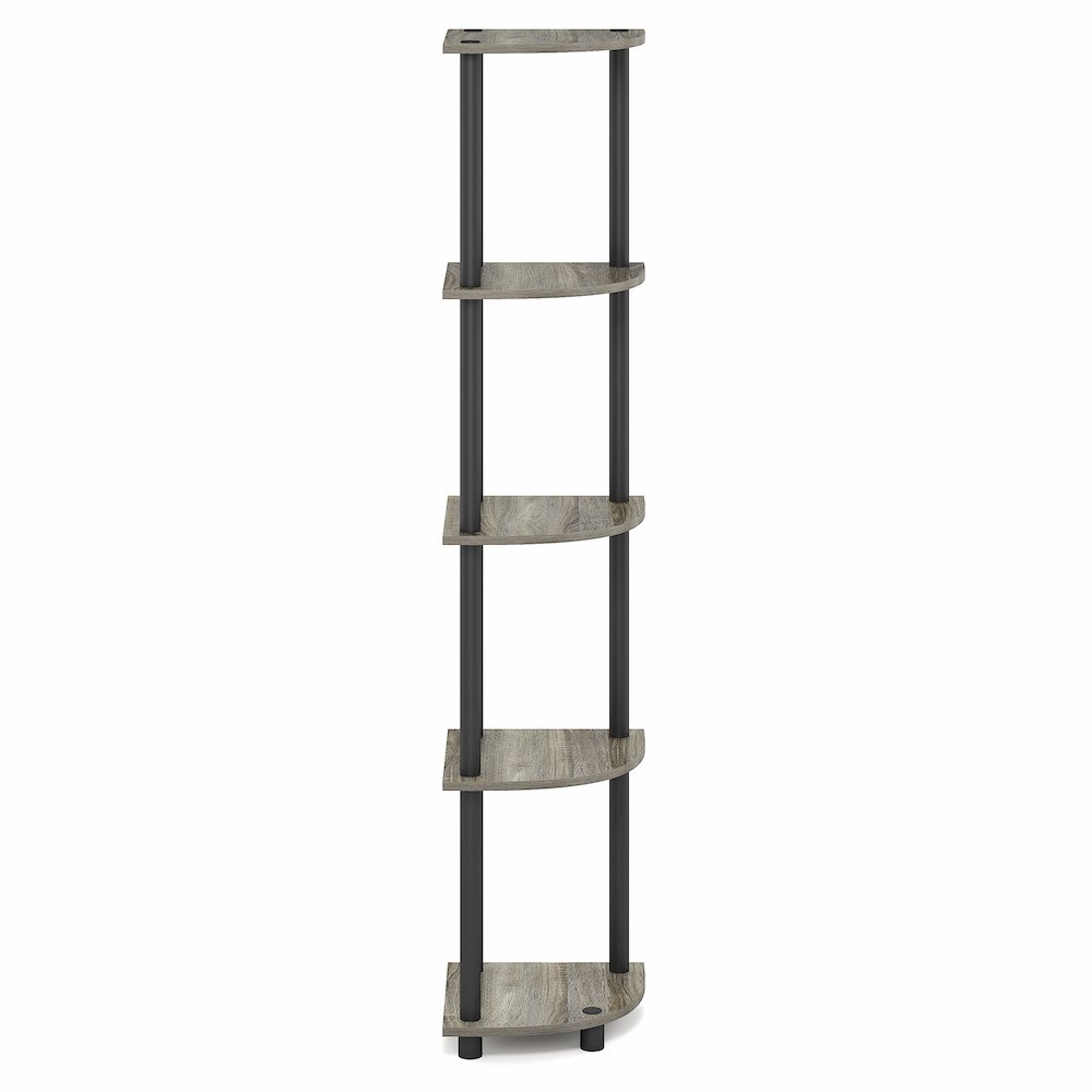 5 Tier Corner Shelf, Corner Bookshelf, Display Shelf Grey Oak. Picture 1