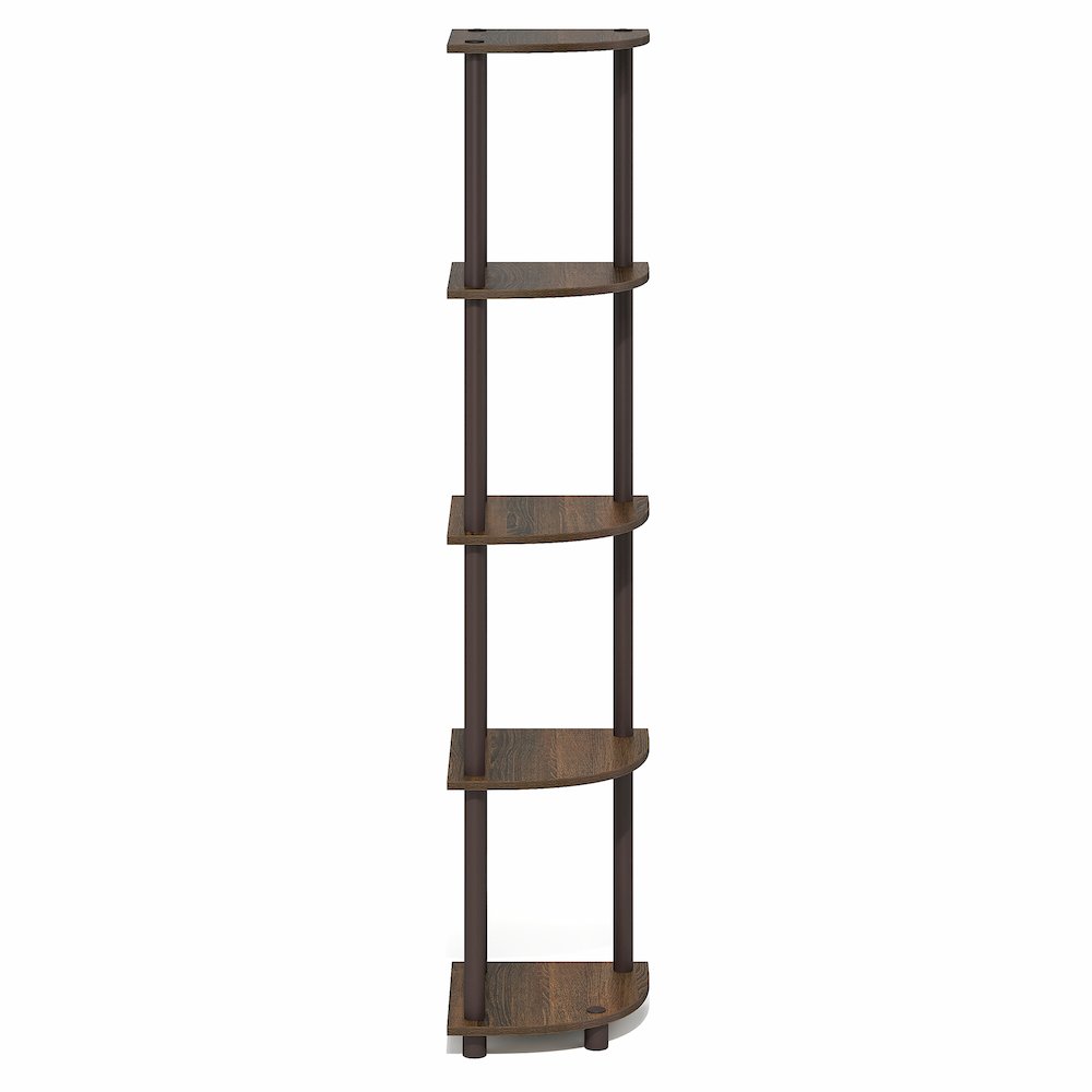 5 Tier Corner Shelf, Corner Bookshelf, Display Shelf Black Walnut. Picture 2