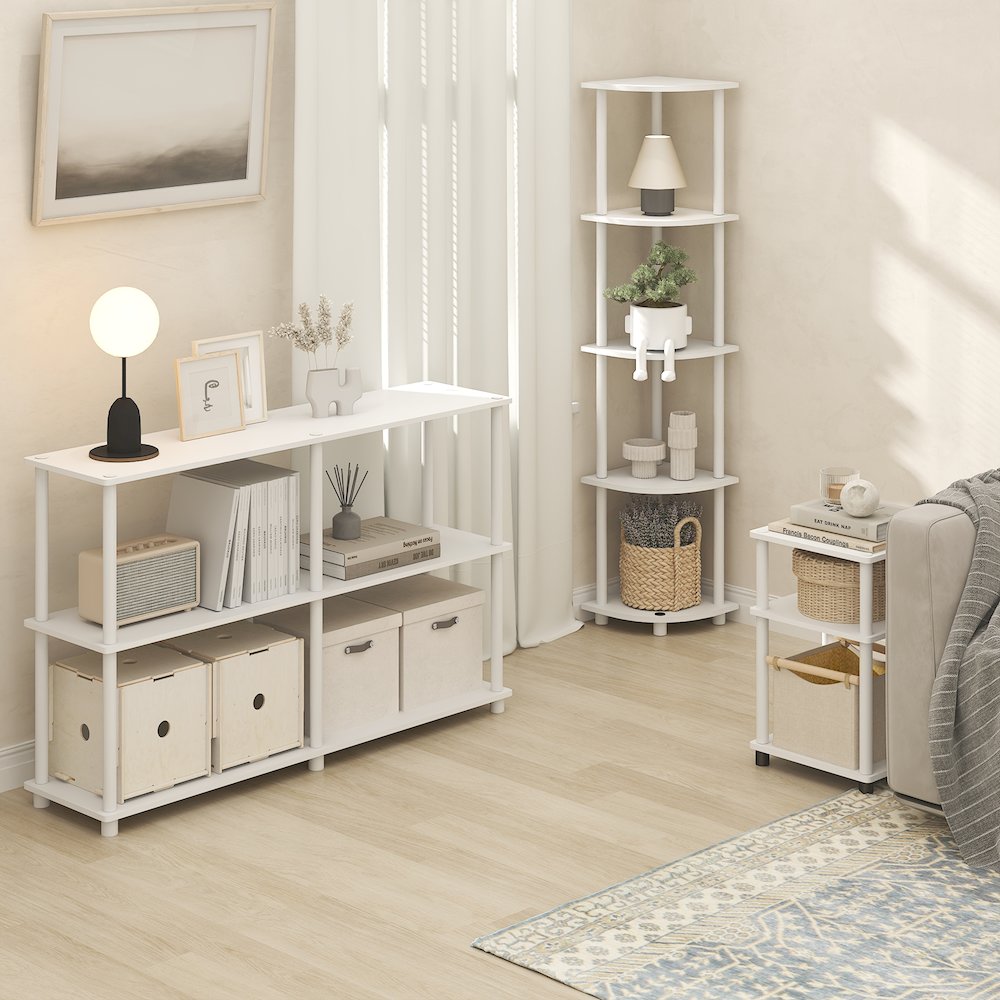 Side Table, 3-Tier End Table, Night Stand, Bedside Table, White. Picture 6