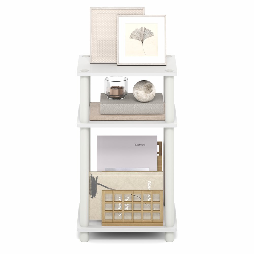 Side Table, 3-Tier End Table, Night Stand, Bedside Table, White. Picture 4