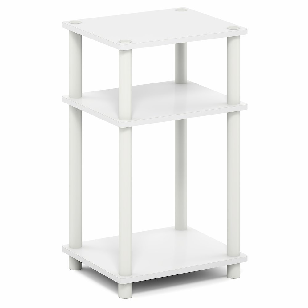 Side Table, 3-Tier End Table, Night Stand, Bedside Table, White. Picture 1