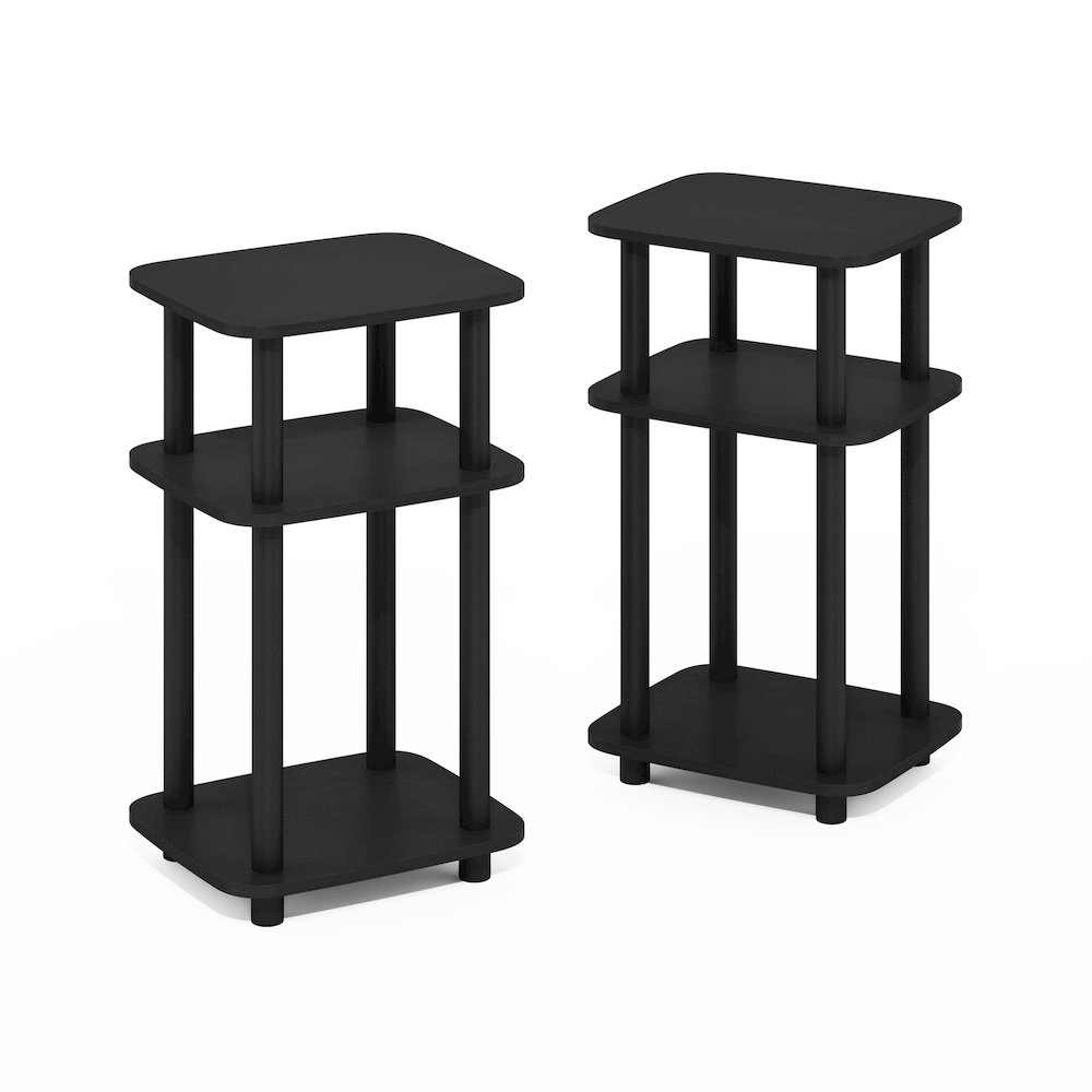 Just 3-Tier Turn-N-Tube Curve End Table, Side Table, 2-Pack, Americano/Black. Picture 1