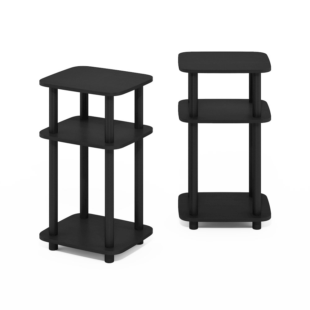 Just 3-Tier Turn-N-Tube Curve End Table, Side Table, 2-Pack, Americano/Black. Picture 4
