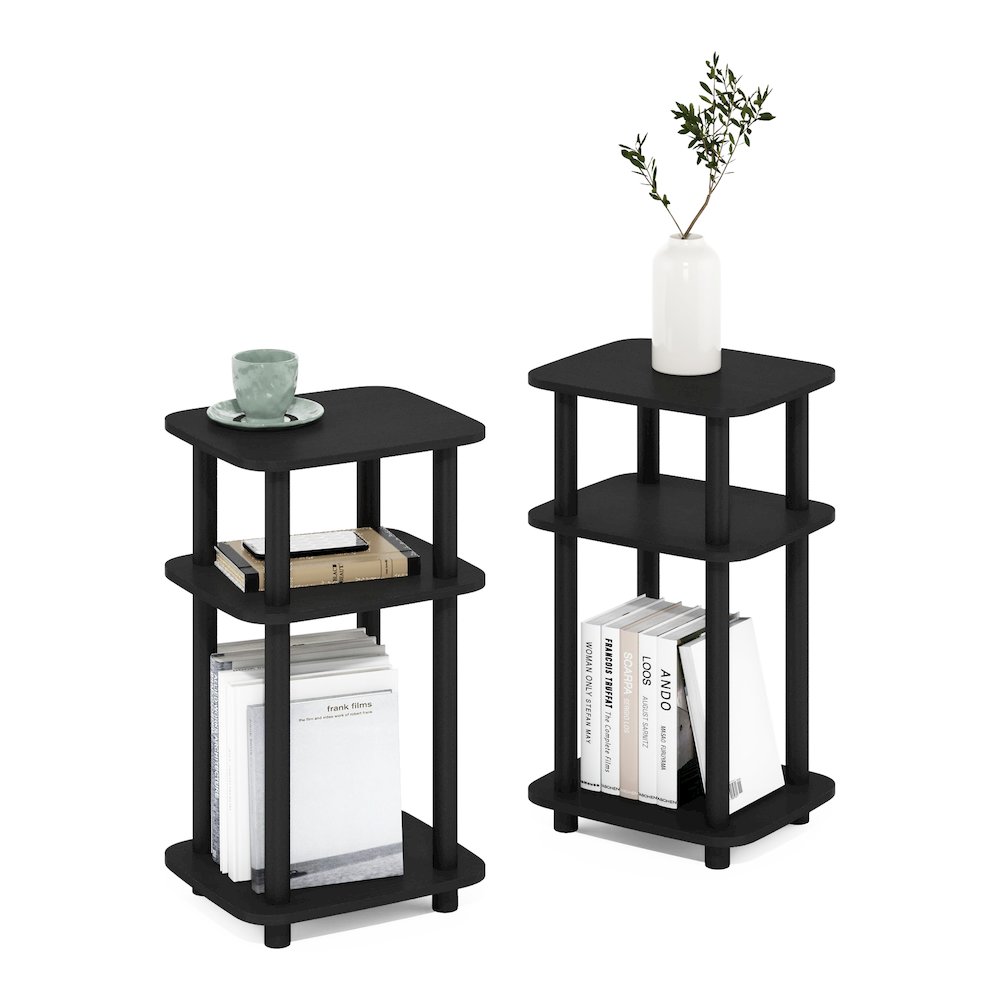 Just 3-Tier Turn-N-Tube Curve End Table, Side Table, 2-Pack, Americano/Black. Picture 5