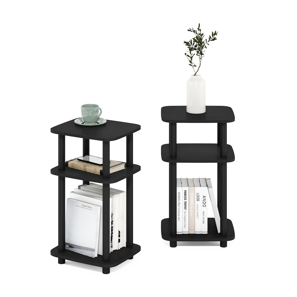 Just 3-Tier Turn-N-Tube Curve End Table, Side Table, 2-Pack, Americano/Black. Picture 6