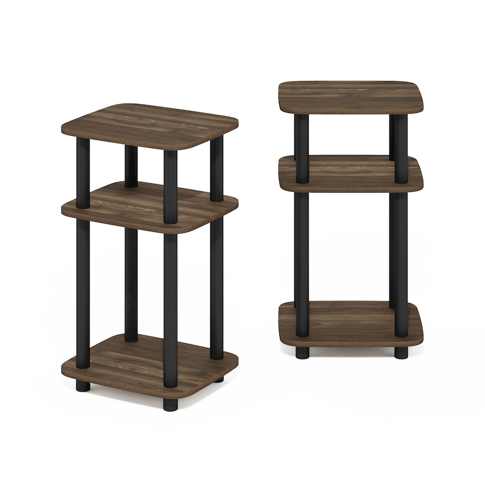 3-Tier Turn-N-Tube Curve End Table, Side Table, 2-Pack, Columbia Walnut/Black. Picture 4