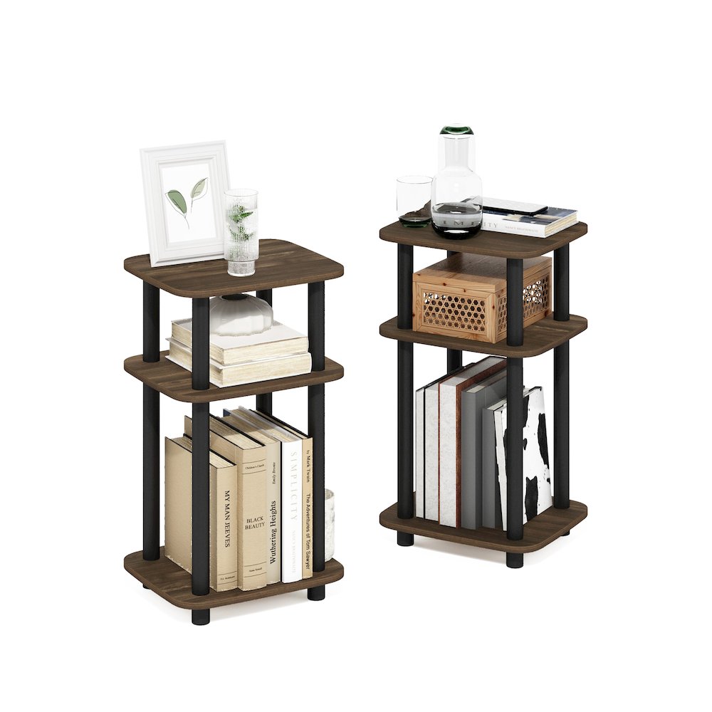 3-Tier Turn-N-Tube Curve End Table, Side Table, 2-Pack, Columbia Walnut/Black. Picture 6
