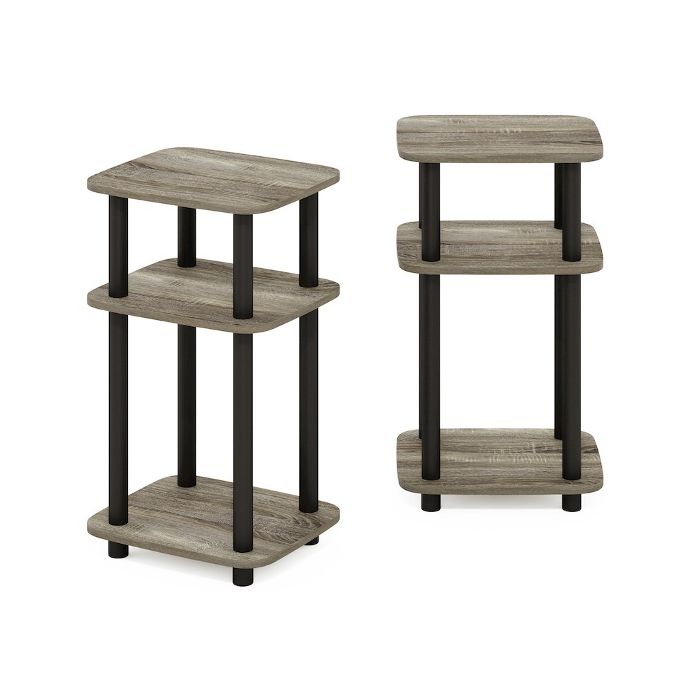 Just 3-Tier Turn-N-Tube Curve End Table, Side Table, 2-Pack, French Oak/Black. Picture 4