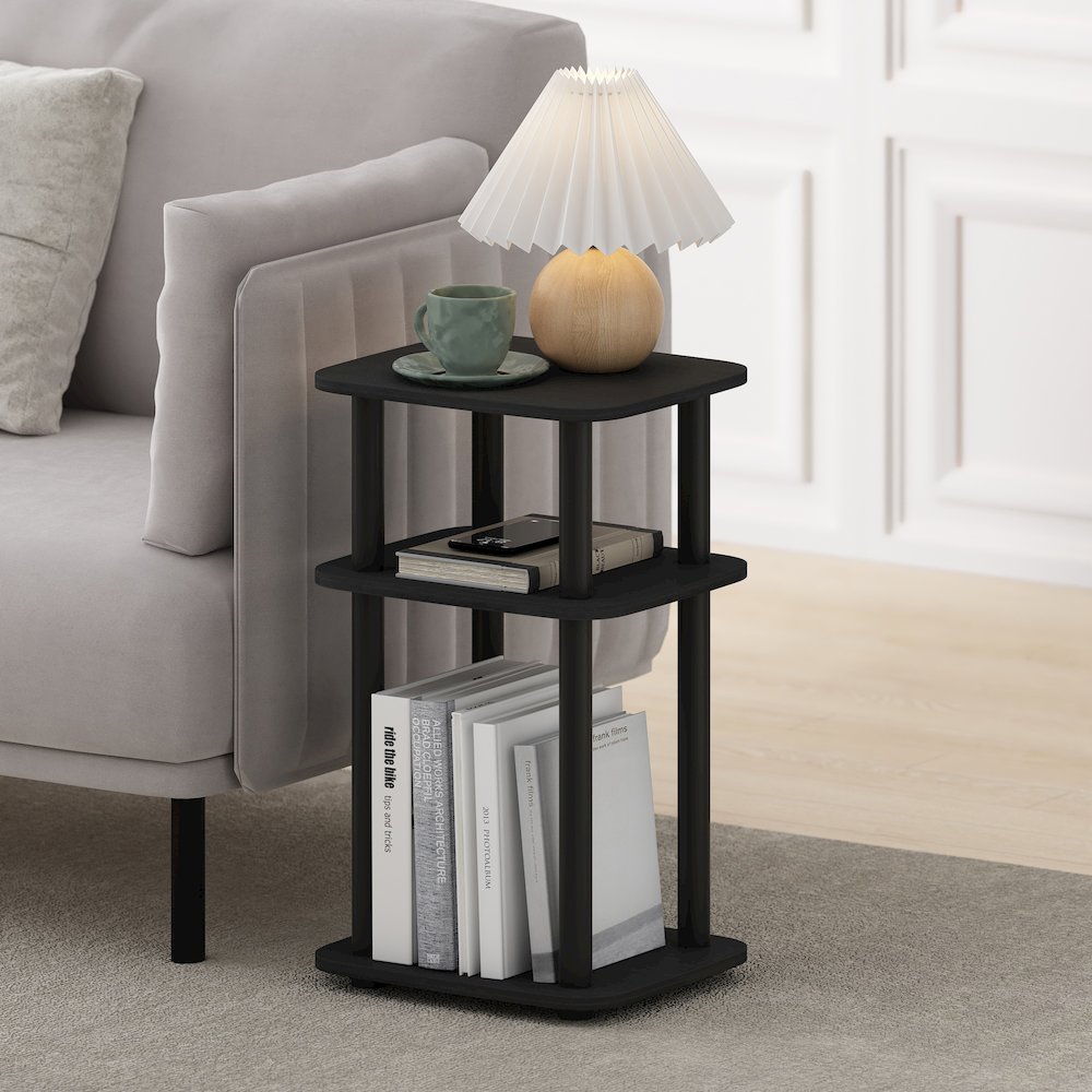 Just 3-Tier Turn-N-Tube Curve End Table, Side Table, 1-Pack, Americano/Black. Picture 2